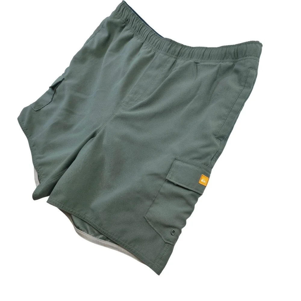 Quiksilver Waterman Collection Mens Sage Green Cargo Board Shorts Swim Trunks L